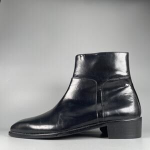 Sandro Moscoloni Men's Size 9.5 D Black Leather Side Zip Ankle Boots Casual EUC
